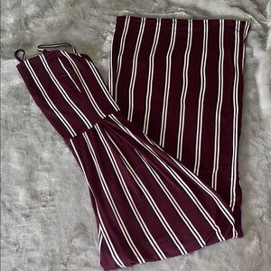 Say Anything Burgundy Striped Jumpsuit | Boho Minimal | Made in USA | M